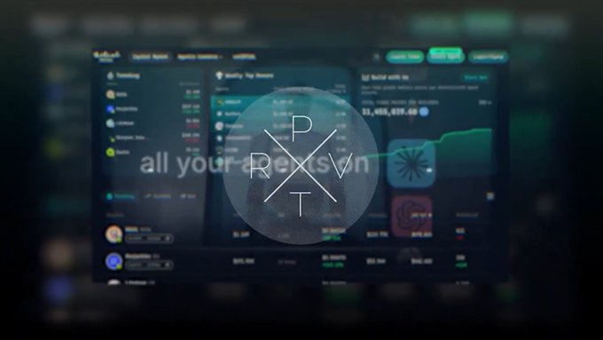 The image displays a blurred screenshot of the Robinhood trading app interface overlaid with a translucent "PRXVT" logo and the tagline "all your data is xsvn," visually emphasizing the post's theme of privacy concerns surrounding the $PRXVT ticker on the Robinhood platform.
