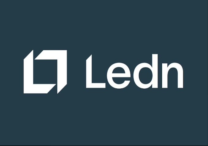 The Ledn company logo, featuring a white geometric icon and the word 'Ledn' on a dark teal background.