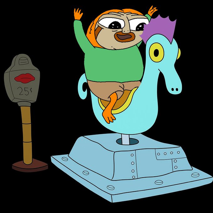 A cartoon character joyfully rides a mechanical coin-operated horse, with a parking meter showing "25¢" nearby—capturing the playful, manic thrill of trying to time the market's ups and downs.