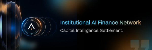 A dark banner promotes an 'Institutional AI Finance Network' with the tagline 'Capital. Intelligence. Settlement.'