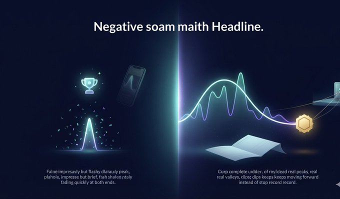A graphic with nonsensical text titled 'Negative soam maith Headline.' featuring abstract visuals including a trophy, phone, and waves.