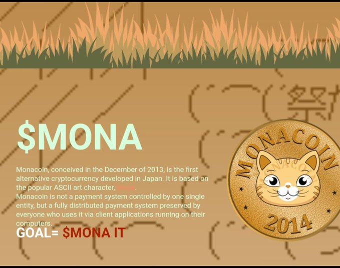 The image features a logo for Monacorn, an application that allows users to trade digital tokens called "Monacorns". It shows a golden coin with cartoon cat eyes, representing the token used by Monacorn. The image also includes text that reads "MONA Community Sale" and explains how users can purchase these Monacorns before launch using their own money.