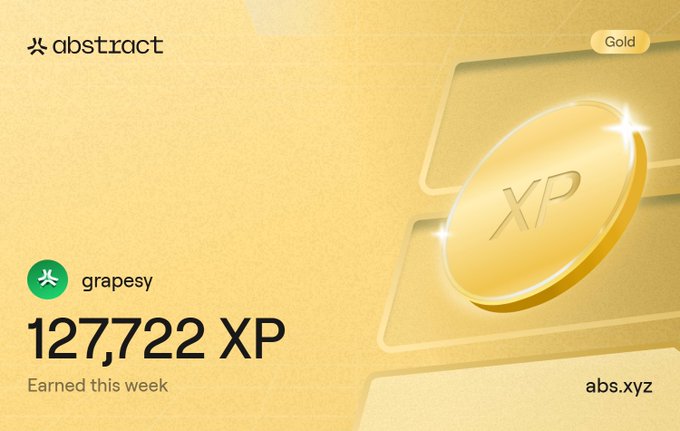 An abstract XP earning screenshot showing '127,722 XP Earned this week' for user 'grapesy' with a golden XP coin graphic.