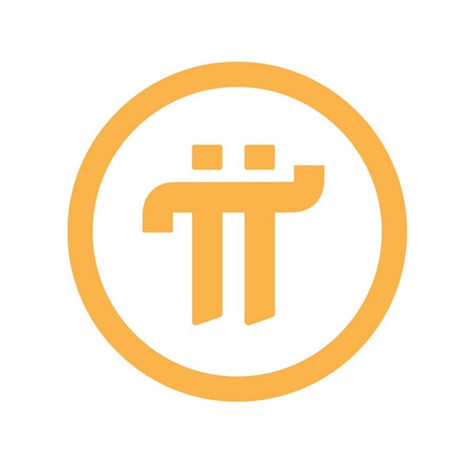 The image displays the Pi Network logo (π symbol) inside an orange circle, which appears alongside a post discussing Bitcoin's price history as an example of long-term crypto growth—though notably, the post focuses on Bitcoin rather than Pi.