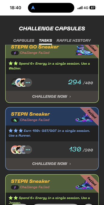 The image shows a phone screen displaying information about challenges, specifically about a challenge called "StepPi sneaker". The challenge has already ended with a score of 193 points, but there are still two more challenges left for participants to complete. One challenge is to run a marathon in under 2 hours and 30 minutes, while the other challenge involves completing a specific number of jumping jacks within a given time frame.

The image also includes text that reads "Challenge Capsules", which suggests that this might be an app or website related to challenges or competitions. The phone screen is located at the bottom right corner of the image.