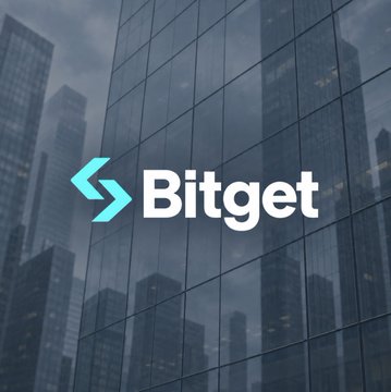 The image displays the Bitget logo and name prominently centered against a backdrop of modern glass skyscrapers, symbolizing the crypto exchange's institutional presence in the financial sector. This visual reinforces the post's message about Bitget's new 24/7 institutional access to tokenized equities, stock perpetuals, and gold-linked markets with deep liquidity for executing large orders beyond traditional US trading hours.