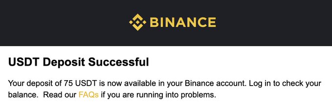 The image shows a screenshot of a Bitcoin trading page with a message about USDT Deposits being successful. The text "USDT DEPOSIT SUCCESSFULLY" is displayed, indicating that the user's deposit has been processed successfully.