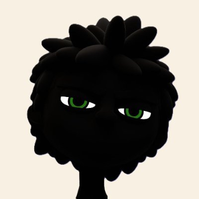 !!!STOP!!! character with black hair, green eyes, and a scowl expression against a light beige background.