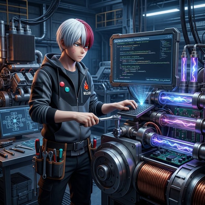 The image features a man wearing a hoodie and jeans working at a desk with various tools around him. He appears to be focused on his work, possibly fixing or maintaining something related to open source development. The workspace includes a computer monitor, keyboard, mouse, and several other tools that are typically found in an office environment.

The image also contains text that reads: "Open source development is a big part of @quipnetwork vision, and their GitHub repositories show that commitment in action", which suggests the man's involvement with open source projects or his dedication to maintaining them. The presence of multiple open-ended questions implies that there might be more information about this particular project or individual involved in the image.