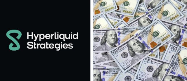 The image features the "Hyperliquid Strategies" logo on a black background alongside a collage of U.S. $100 bills, visually symbolizing the massive financial expansion from $1B to $2.5B in Chardan's equity facility mentioned in the post. The stacked currency reinforces the post's message about accelerating institutional capital flowing into $HYPE accumulation.