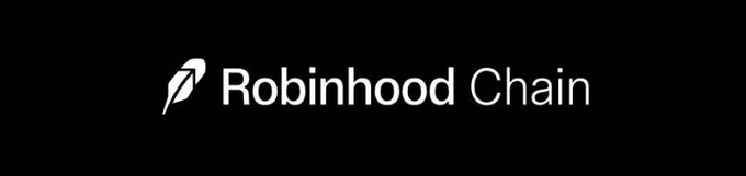 Black banner displaying the white "Robinhood Chain" logo with its feather/leaf emblem.