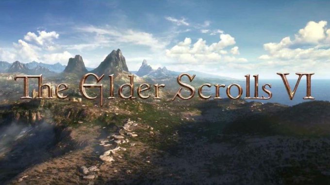 A title screen for a game or video displaying the text 'The Glider Scrolls VI' over a scenic landscape of mountains and clouds.