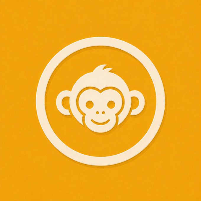 An orange logo with a cream-colored monkey face inside a circle, resembling the Mailchimp logo design.