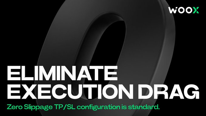 "Eliminate execution drag" written in a bold black font, "Zero Slipage TP/SL configuration is standard", on top of a green background that says "ZERO SLIPAGE ON THE PLATFORM ENGINE is how professional traders protect their margins from aggressive market flushes."