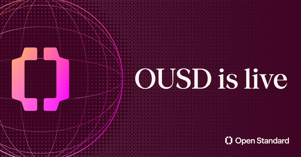 A graphic announcing 'OUSD is live' featuring the Open Standard logo on a dark purple background with a globe design.
