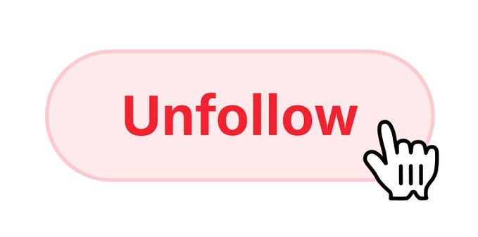 A pink button labeled "Unfollow" in bold red text, with a hand cursor clicking it. The image visually reinforces the post's message about refusing to tolerate being disrespected, symbolizing the decision to cut ties with anyone who speaks to you poorly.