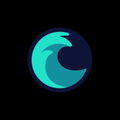 The Firefox browser logo, a stylized orange fox wrapped around a blue globe, set against a black background.