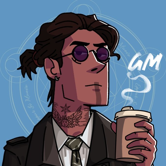 The image features a cartoon man wearing glasses and a tie, holding a coffee cup while standing against a blue background. The caption above him reads "Every morning gives you two choices: go back to sleep with your dreams, or wake up and chase them!". This suggests that the man is contemplating his options for the day ahead as he enjoys his coffee.