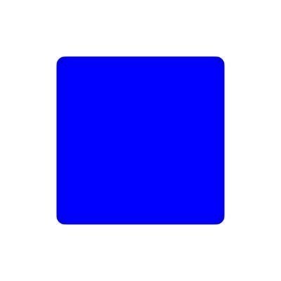 A simple solid blue square centered on a white background.