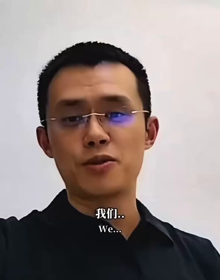 The image features a man wearing glasses with a black shirt against a white background. The caption reads "Looking back on the first day #BNB went live CZ's journey to get here! You could feel CZ's voice trembling It was that kind of full confidence, everything all prepared But then the opening bell hit and it crashed hard And there were hardly any buy orders That".