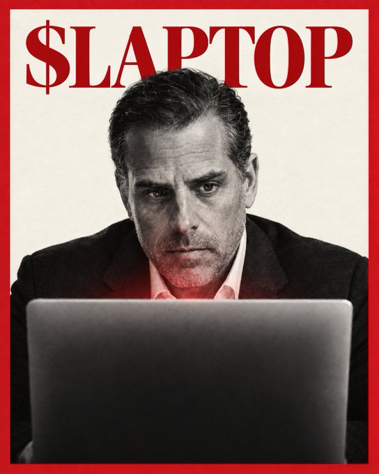A movie-style poster with the title '$LAPTOP' showing a serious-looking man staring intensely at a laptop screen with red lighting underneath.