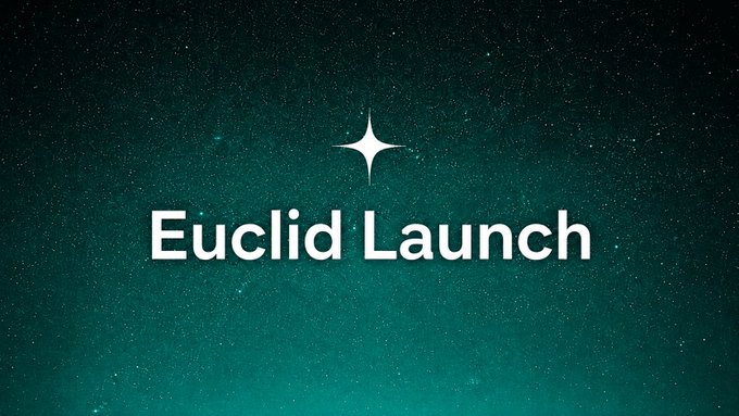 A dark teal starry background with the text 'Euclid Launch' and a small sparkle icon above it.