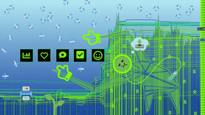 The image features a close-up of an abstract graphic or painting, which is colored in shades of blue and green. The artwork has several text elements displayed around its edges, including words such as "personal context" and "focus". These elements suggest that the image may be connected to some form of social media or online community discussion centered on a specific topic, possibly related to aviation or travel.