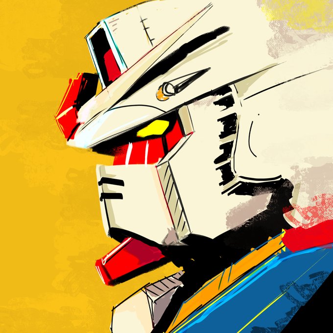 The image features a stylized, close-up illustration of the RX-78-2 Gundam's iconic face with bold yellow, red, white, and blue coloring, likely serving as artwork for the "Amuro" NFT listed on XRP Cafe.