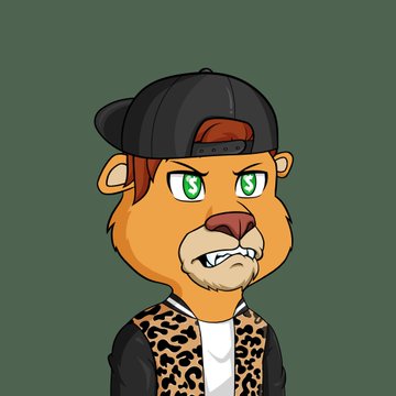 A cartoon illustration of a snarling orange feline character wearing a backwards black cap and a leopard print jacket.