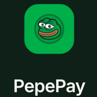 A digital app icon featuring the classic green Pepe the Frog meme face on a green rounded-square background, with the text 'PepePay' below it.
