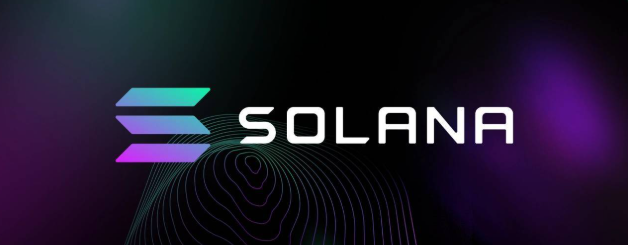 The image features the Solana logo, displaying the text "SOLANA" alongside its distinctive three-line emblem in a gradient of teal and purple against a dark background with a topographic line pattern. This branding ties directly to the post's announcement about Solana tripling its maximum transaction size during record network activity.