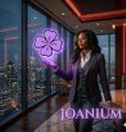 In this image, there's an advertisement for Joanium that features a woman standing in front of a window with a purple flower in her hand. The background shows a city skyline at night, which adds to the overall atmosphere of the ad. The text "Good Night CT Due to some unavoidable circumstances, my activeness on X will be very limited for sometime" suggests that the advertisement is promoting Joanium as a way to stay active and engaged during nighttime hours when other forms of entertainment might not be available or accessible.