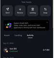 A screenshot of a cryptocurrency wallet app showing total assets, favorites, and a 'Lending' section with an Aave (AAVE) promotion offering 6.2% APR rewards on USDC supply.