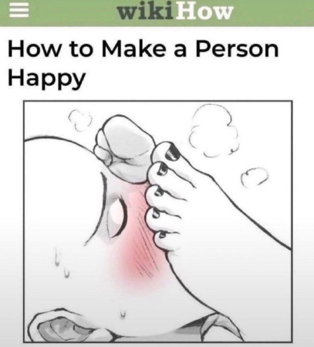 A wikiHow screenshot titled "How to Make a Person Happy" shows a foot pressing painfully into someone's face, which is sweating and visibly suffering. The image humorously represents the "$TOESCOIN" post, suggesting the cryptocurrency "makes people happy" in the same painfully ironic, boot-to-the-face way the illustration depicts.