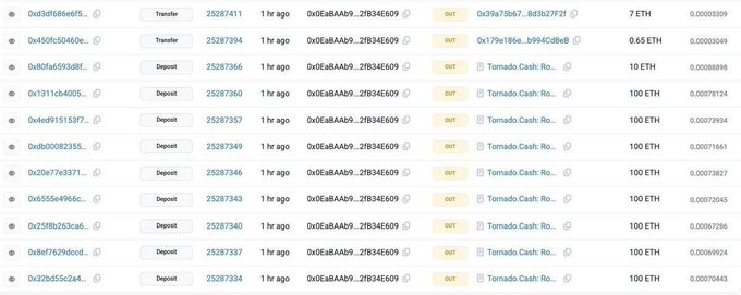 The image shows a spreadsheet or grid of numbers and text displayed against a gray background. It appears to be related to a financial or market-related discussion, possibly focusing on the exploitation of Raydium exploit for $1.3 million. The context seems to be around Ripple Cash and cryptocurrency exchanges, but more specific details are not provided in the image.