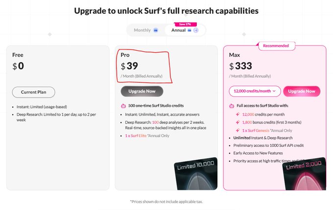 The image shows a screenshot of an online surf shop called SurfAI, which appears to be offering a deal on its website. The focus of this particular offer is a software upgrade for the popular surfing application SurfSwift that costs $59.99. Additionally, there's another offer on their website for a free download of SurfSwift at no cost with an extra fee. Overall, the image seems to provide various options related to surf-related services or products available on the SurfAI site.
