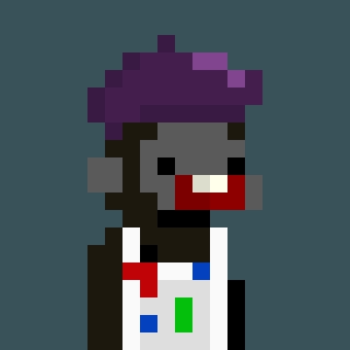 A pixel art character with purple hair and a multicolored shirt appears as the promotional mascot for a NFT mint, signaling that collabs are closed and participants should submit their raffle wallets before the 11:00 UTC deadline.