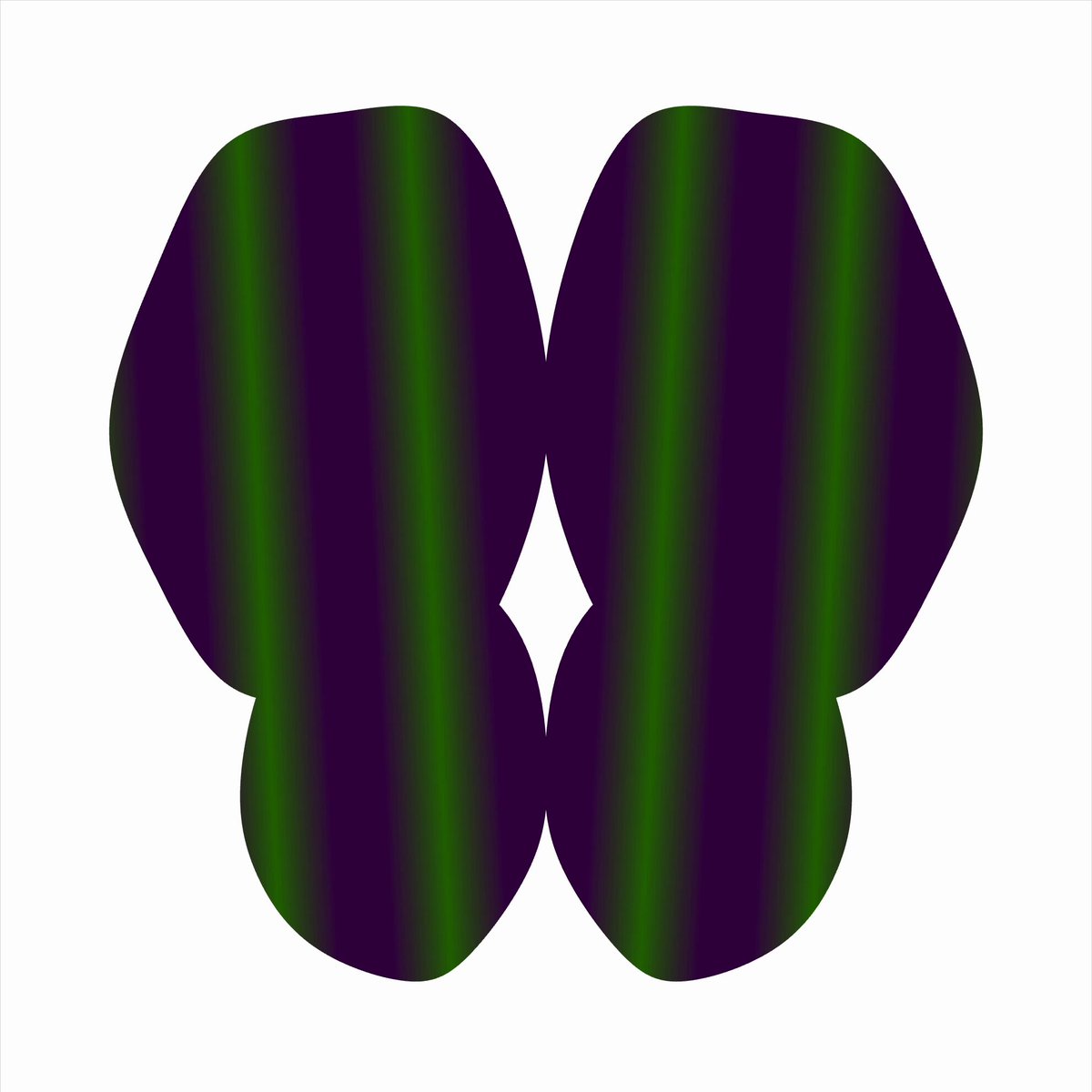 The image features two butterflies with large purple hearts fluttering next to each other, set against a white background. The butterflies are described as "very large" or "huge", which suggests they might be a part of an advertisement or promotional material featuring these unique creatures. The post also provides information about the artist and where this artwork can be found.