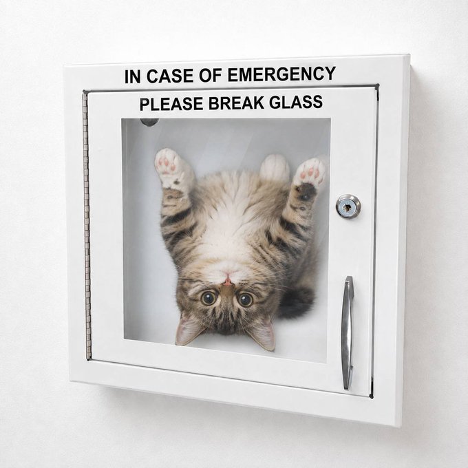 The image features a cat inside a white box with a glass window, which appears to be part of an emergency pet carrier designed for cats. The cat is stretched out horizontally across the frame, giving viewers a clear view of its body from multiple angles. The caption on the post reads "Yo! I heard @valleygirlvara needs to stable up... $USDC @upsidedowncabal".