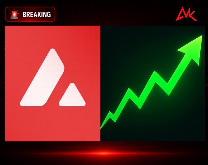 A breaking news-style graphic showing a red logo with a white triangle shape next to a glowing green upward-trending arrow chart.