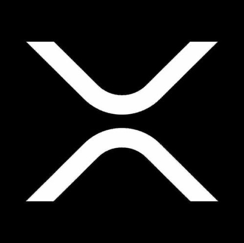The white XRP cryptocurrency logo displayed on a solid black background.
