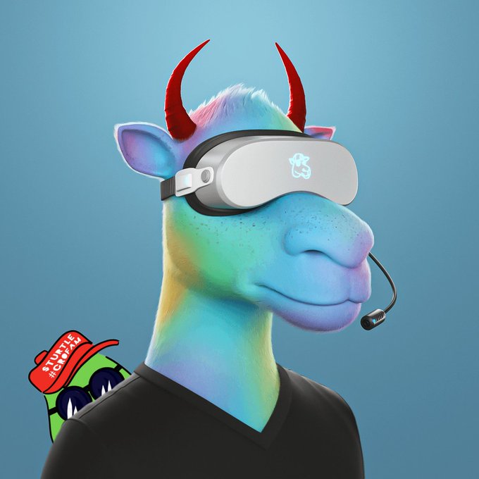 A 3D-rendered character of a colorful bull wearing a white VR headset and black shirt, with a 'Subtle Sort' logo on the headset and a backpack labeled 'SUBTLE #SORT'.