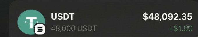An image with text that reads "I wanna send $48,000 to another follower who has never won Just say $USDT" and a monetary amount, presumably for Bitcoins.