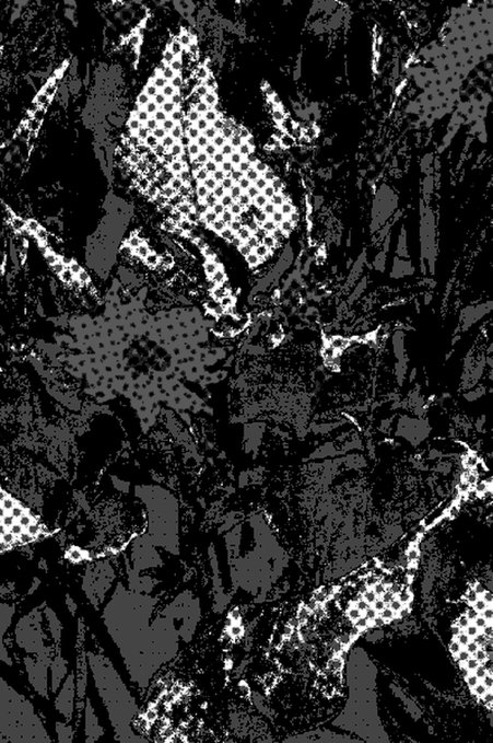 A heavily filtered, high-contrast black-and-white abstract image with dotted patterns and dark crackling lines resembling static or distorted fabric.

The image appears to be an abstract or stylized artwork with heavy distortion and dotted textures, matching the cryptic and enigmatic tone of the post that seems to reference "mohr reveal" as a code for uncovering something hidden or unclear.