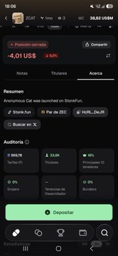 A mobile trading app interface for StormX showing a US/US$ pair summary card, Balances (Auditoria) including STX Aurora, and a 'Depositar' button.