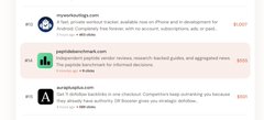 The image shows a sponsored listings section from a search results page, with three ads related to iPhone and Apple Watch screen repair services, each priced at $1,026. The post highlights that these repair ads collectively spent $1,026 on outbid.lol to appear as the top sponsored results.