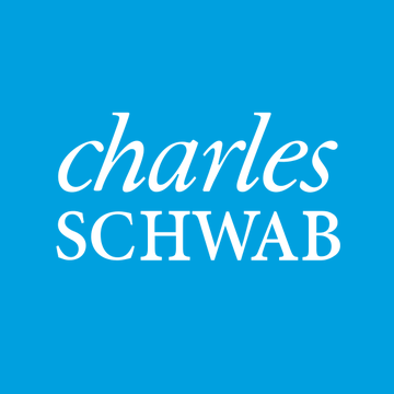 The image displays the Charles Schwab logo in white cursive and serif text against a bright blue background. It accompanies news that the $13 trillion financial services giant is expanding its crypto offerings to include Solana, Avalanche, and Chainlink trading through Schwab Crypto accounts.