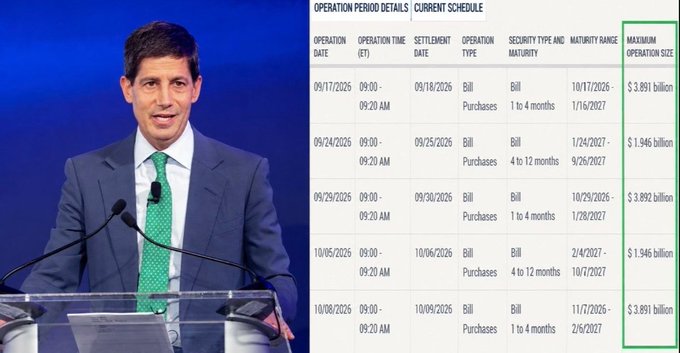 A man in a gray suit and green tie standing at a podium on the left, beside a financial schedule table titled 'OPERATION PERIOD DETAILS' and 'CURRENT SCHEDULE' with columns for operation dates and maximum operation sizes highlighted in green.
