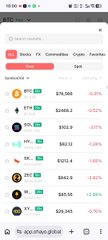 A mobile screenshot of a cryptocurrency tracker app displaying various tokens including INJ, OP, and PEPE with their current prices and percentage changes.