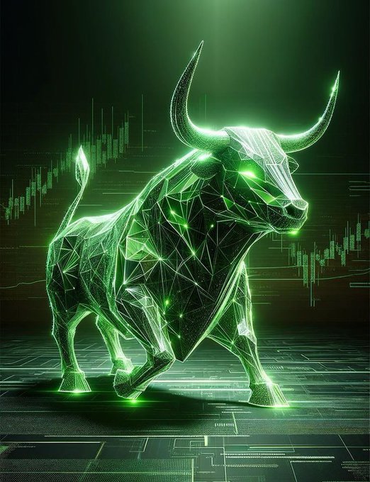 A glowing green wireframe bull—symbolizing bullish market momentum and accumulation—charges forward across a digital trading chart backdrop, visually reinforcing the post's message of using the red-day dip to buy $SOL on discount before its anticipated rally.